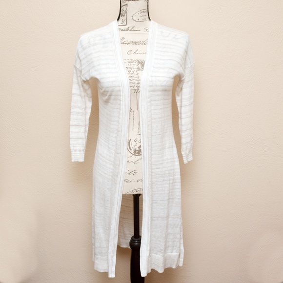 Express Tops - Express Knit Cardigan Womens Medium Cream Striped